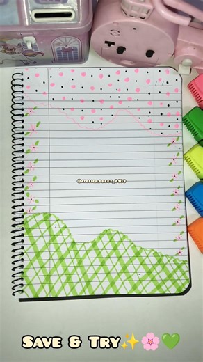 Cute & Easy Notebook Design ✨💖 | Aesthetic Page Decoration 🩷🌿 #atelier.preet_2103 #frontpage #shorts