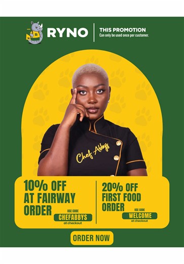 FREE FOOD DIDNT FIND YOU😮? DONT worry! I have a promo for you!! RYNO Food delivery app is now up and running and you can get 20% off your first food order when you download the app and use it !