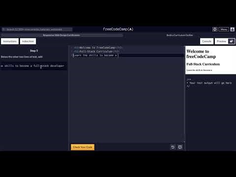 FreeCodeCamp - Responsive Web Design - Step 5 of 11 - Learn HTML by Building an Curriculum Outline