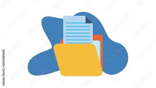 Animated file folder icon with document popping up for data organization and digital storage concepts.