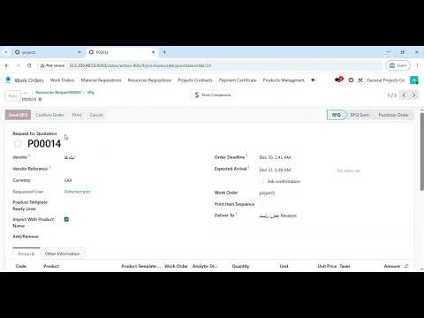 شرح اودو مشاريع مقاولات الجزء6 قيود محاسبة توزيع تكلفة العمالة والمعدات على المشاريع