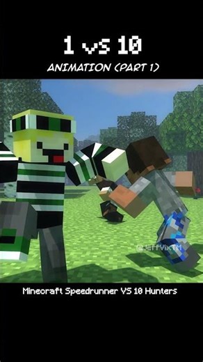 MANHUNT: 1 VS 10 YouTubers (Part 1) #minecraft #animation