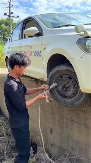 Car Wheel Accidentally Falls Off The Road Sill While Driving