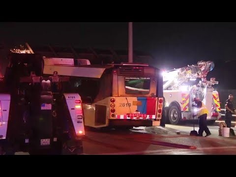Houston METRO bus pulled from highway after crash pushed it off overpass