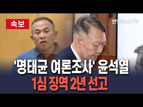 [🔴속보] '명태균 여론조사' 윤석열 1심 징역 2년… 14회 무상 수수 인정 "尹, 보답 위해 김영선 공천에 영향력 행사"｜명태균은 징역 1년 6개월 선고 / 연합뉴스TV