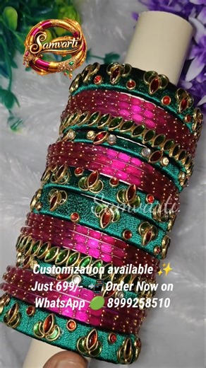 Royal Green Silk Thread Bangles with Pink Raindrop Bangles 💚 Stunning Bridal Set
