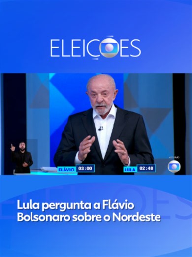 DEBATE PRESIDENCIAL - A TV Globo realiza nesta sexta-feira (23) o debate presidencial com os candidatos Luiz Inácio Lula da Silva (PT) e Flávio Bolsonaro (PL), que disputam o segundo turno das Eleições 2026. No vídeo, Lula perguntou a Flávio Bolsonaro sobre o Nordeste. Veja! O encontro é realizado ao vivo nos Estúdios Globo, no Rio de Janeiro, e mediado pelo jornalista César Tralli. A transmissão é feita pela TV Globo, com exibição simultânea pela GloboNews e pelo g1. O debate é dividido em quat