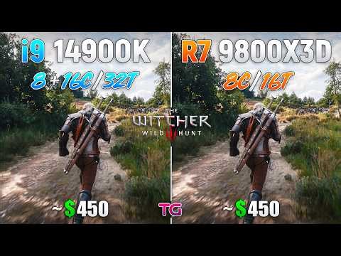 Ryzen 7 9800X3D vs Core i9 14900K in The Witcher 3 Remastered | 1080p | 1440p | 4K |