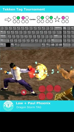 Law and Paul Phoenix 4 Dragon Storm Tag - max damage - Tekken Tag Tournament
