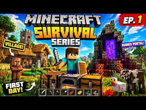 Minecraft Survival Series EP 1 – INSANE Start! Village + Ruined Portal 😱🔥