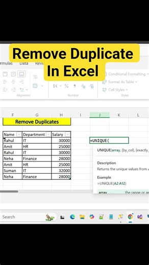 Remove Duplicates in Excel Using Formula 😱 | UNIQUE()