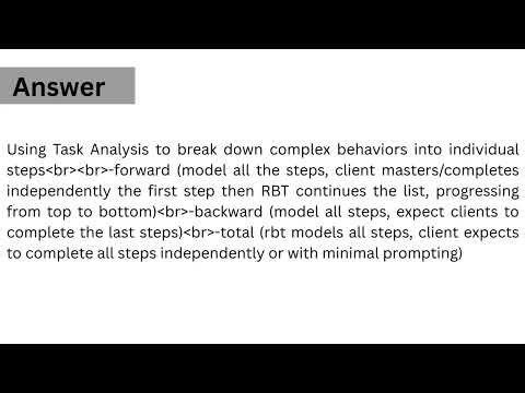 RBT Competency Assessment Practice | What is Chaining in rbt?