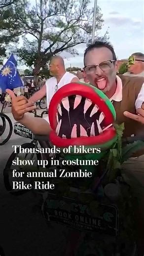 Thousands of bikers show up in costume for annual Zombie Bike Ride