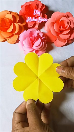 Diy Rose paper flower tutorial✨🌹 #rose #diycrafts #paperflower