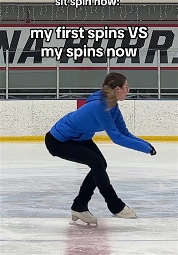 my first spins VS what they look like now 🥹⛸️✨ #beginnerfigureskater #iceskatingprogress #figureskating #iceskating #figureskatingedit