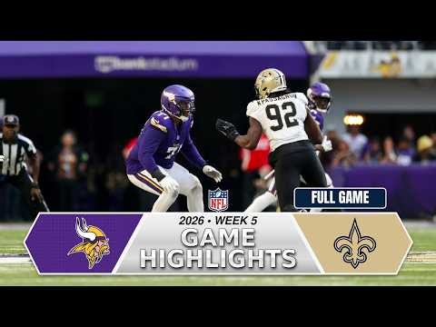 Minnesota Vikings vs New Orleans Saints Full Game Highlights | 2026 NFL Week 5