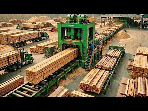 Inside The Industrial Timber Factory: How Raw Logs Become Perfect Straight LVL Beams (Full Process)