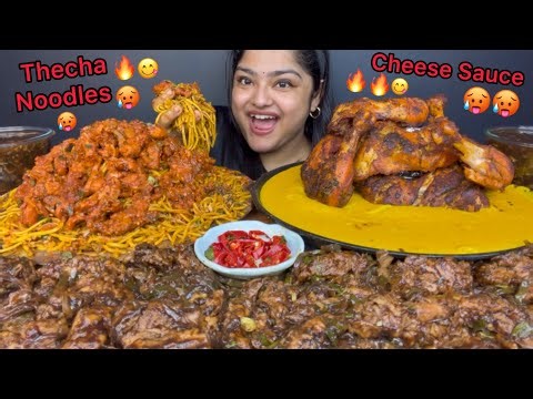 SPICY THECHA NOODLES, FRIED CHICKEN TANGDI WITH CHEESE SAUCE, SPICY CHILLI CHICKEN & CRISPY CHICKEN