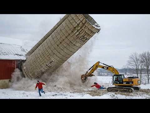 Demolition Idiots: Massive Silo & Water Tower Fall WRONG WAY | Dangerous Building Implosion #11