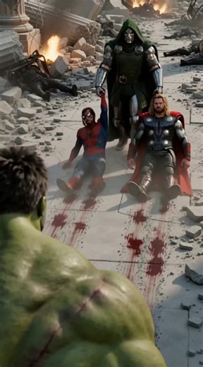 Doctor Doom is dragging Thor and Spider-Man through the wreckage when Hulk approaches. 💚😳🔥 No explanation is needed. Hulk sees the fallen heroes, looks at Doom, and suddenly Doom’s victory has created an entirely new problem. He survived the others—but now he has to survive what their defeat just unleashed. ⚡💥 #Hulk #DoctorDoom #Thor #SpiderMan #MarvelComics