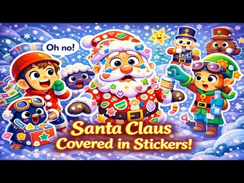 Santa Claus Covered in Stickers! | Finn & Dolly | Funny 3D Christmas Cartoon for Kids