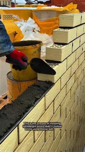 Precision Bricklaying Technique Using Mortar and Trowel | Professional Masonry Work