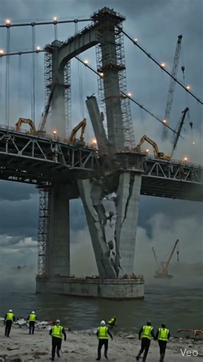 Bridge Collapse Disaster! 😱 Workers Run for Life! #Shorts 🌉 #demolition #constructionlife #asmr