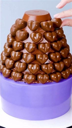 Milka Chocolate Heart Cake 💜🍫 Amazing Cake Design #shorts #chocolate #cakeart