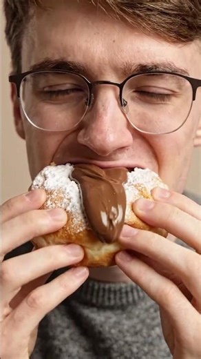Nutella Donut ASMR 🍩🤤 Gooey Chocolate Filling Explosion | Satisfying Eating Sounds | #dreamscreenai