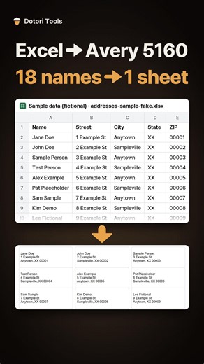 Print Avery 5160 address labels from Excel, free, no Word #shorts
