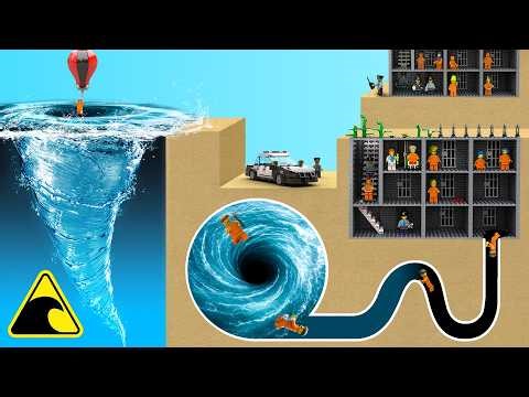 +100 Minifigures Hit by Tsunami - Lego Dam Breach Experiment