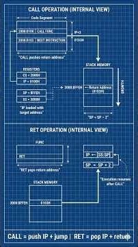 CALL & RET Explained Internally | How CPU Uses Stack to Return