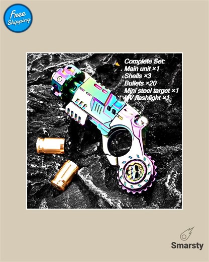 Shell-Ejecting Alloy Toy Pistol Set Stress Relief Fidget Sensory Toy Mini Finger Spinning Top EDC...