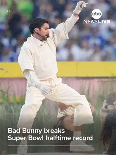 Bad Bunny’s halftime performance set a new Super Bowl record. Apple Music said his performance drew 4.1 billion views in 24 hours across global, broadcast, YouTube and social media platforms. #badbunny #music #halftimeshow