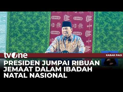 Berbatik Cokelat, Presiden Prabowo Hadiri Perayaan Natal Nasional 2025 di Tennis Indoor GBK | tvOne