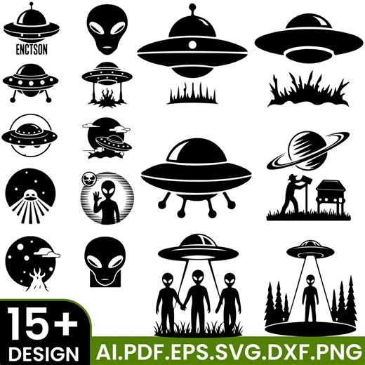 UFO SVG Bundle, Alien Svg, Spaceship Clipart, Sci-fi Cricut Files, Alien Abduction Png, Digital Download - Etsy
