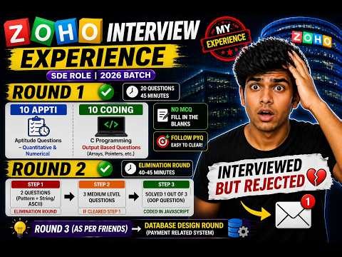 Zoho Interview Experience 2026 😳 | Round 1 Cleared ✅ Round 2 Failed ❌ #zoho #zohojobs