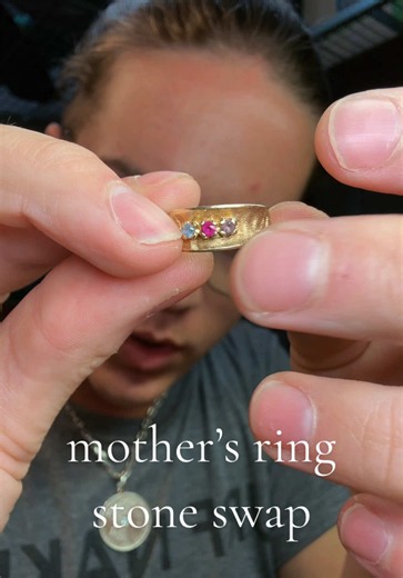Wedding Band Stone Swap: Replace 3 Stones & Resize Gold Ring
