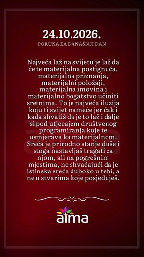 ATMA Poruka dana 24.10.2026.