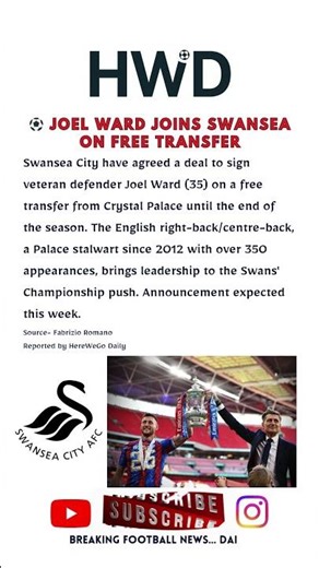 🚨⚽️ TRANSFER NEWS: JOEL WARD JOINS SWANSEA #football #footballtransfers