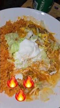 Homemade flat Enchiladas and Spanish rice #food #enchilada
