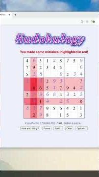 Sudoku 9x9 easy , solved with mistake | Sudokulogy