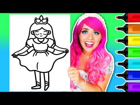 Coloring a Cute Princess Girl 👗 | Cute & Satisfying Coloring Page + Ohuhu Art Markers
