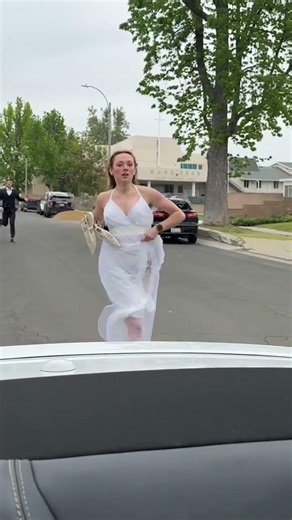 Runaway bride DIVES into stranger's car! 😱