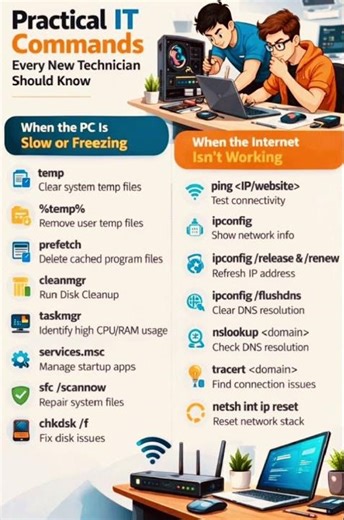 IT Practical Commands Every New Technician Should Know (Hindi) 💻