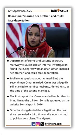 Dept of Homeland Security said Ilhan Omar 'married her brother' and could face deportation