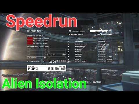 SPEEDRUN ALIEN ISOLATION Mode Survie "Le sous-sol" ( 0:56:62 ) [PS4]