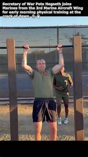 Secretary of War Pete Hegseth trains with Marines