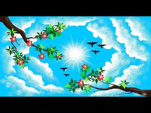 Draw in Ms Paint | Ms Paint Drawing | paint in computer | scenery drawing | How to draw Sky