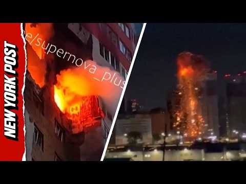 Ukraine Drone Strikes Russian Apartment Building After Massive Russian Air Assault on Kyiv